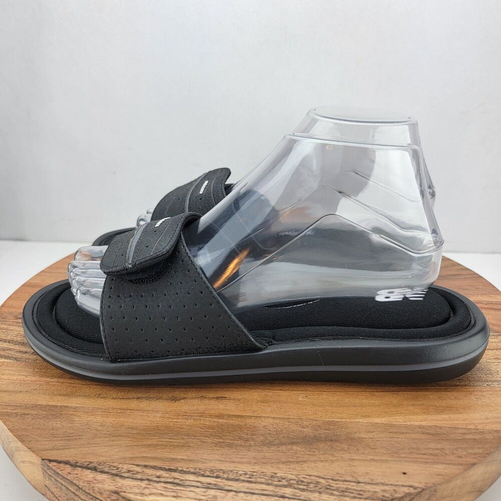 New Balance Womens Size 8 Black Slide Adj Hook Loop Flip Flop Sandals PW3025